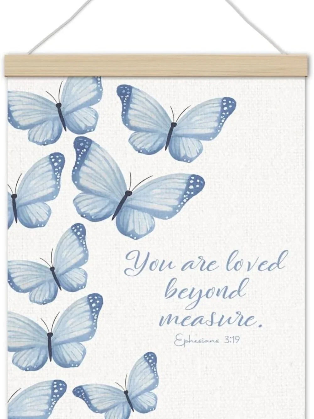 Blue Butterfly Christian Wall Art Bible Verse Poster Hanger 12x16 Decor